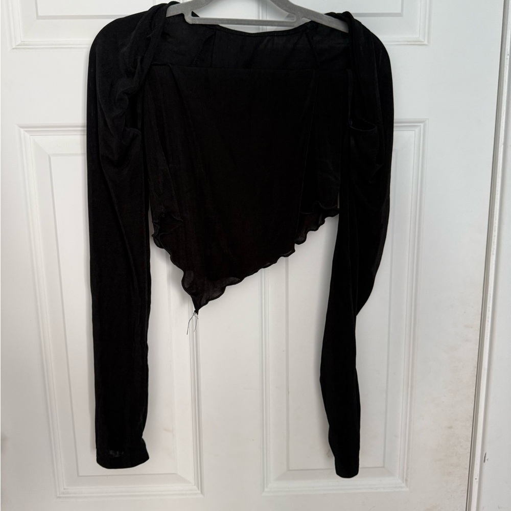 Black Asymmetrical Long Sleeve Top